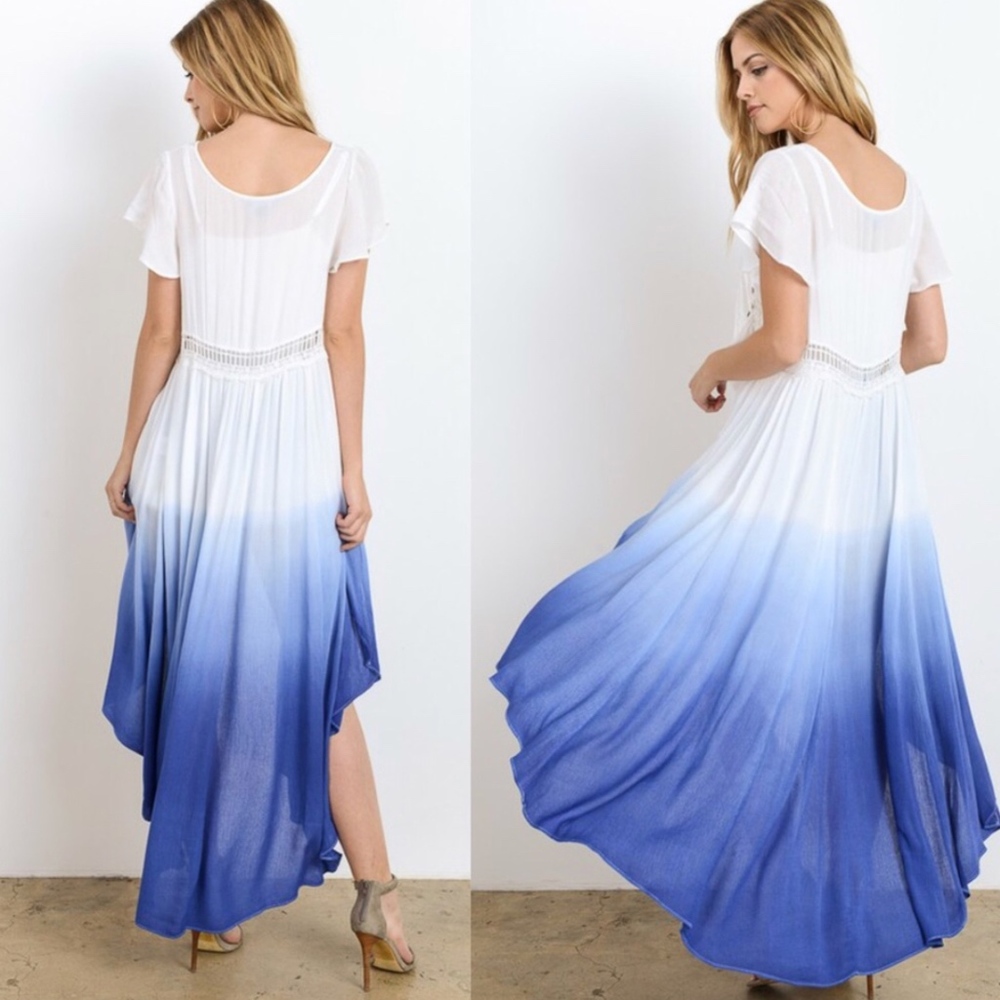 PENELOPE dip dye boho maxi top - BLUE - Picture 4 of 4